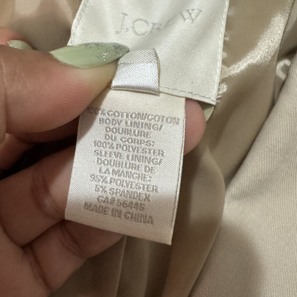 J. Crew Womens Beige Long Sleeve Lapel Collar Button front Blazer Suit Jacket 0 - Picture 7 of 7